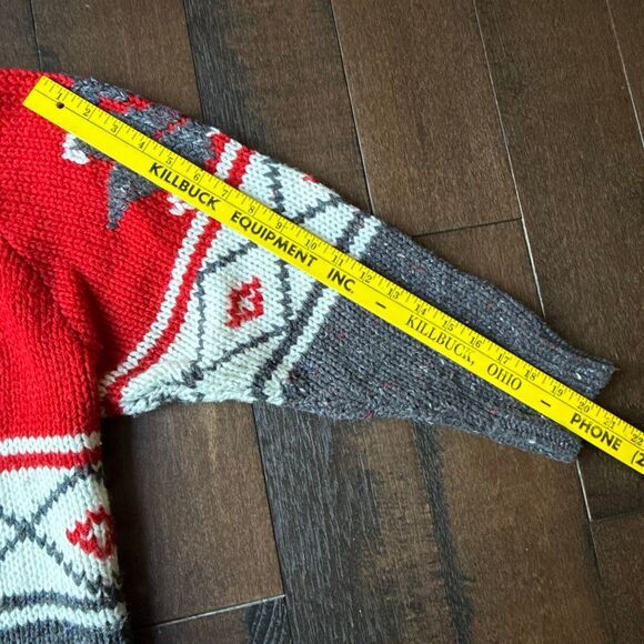 Susann D Nordic sweater womens size large red gray holidays skiing lodge winter - Picture 9 of 10